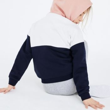 Lacoste SPORT Colorblock Fleece Sweatshirt - Mikiny Dětské Růžové / Bílé / Tmavě Blankyt Blankyt / Š